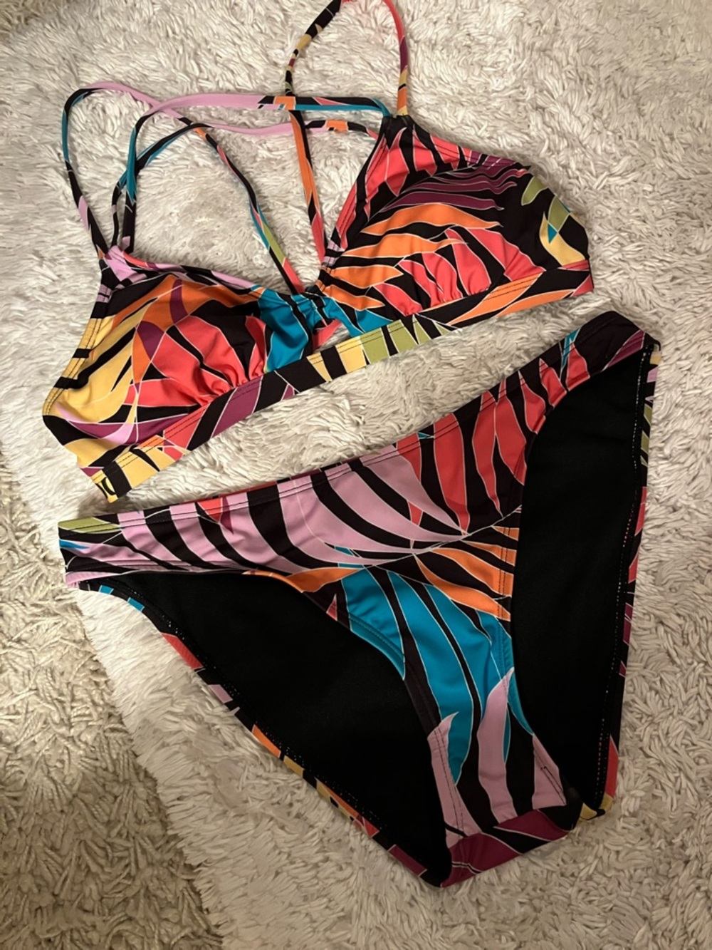 Hurley Tropical Multicolor Leaf Print Bikini